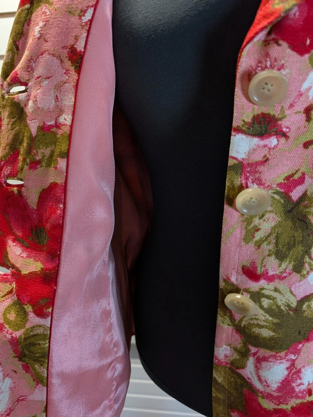 ANN TAYLOR Women's Watercolor Floral Silk Structured Blazer Jacket Pink Size 14